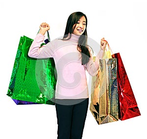 Girl With Gift Bags