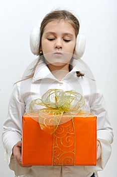Girl with gift box photo