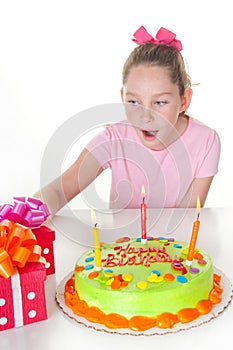 Girl with gifts on birthday