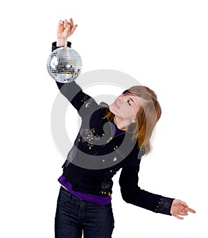 A girl with a glitterball