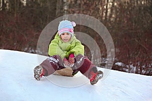 Girl go downward from hill