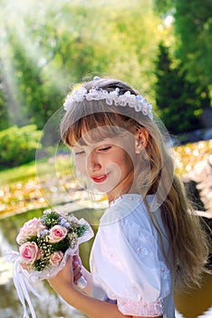 Girl going to the first holy communion