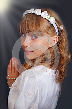 Girl going to the first holy communion