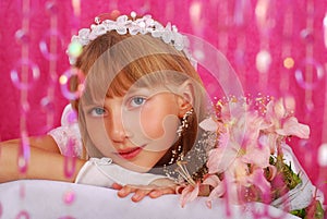 Girl going to the first holy communion (in studio)