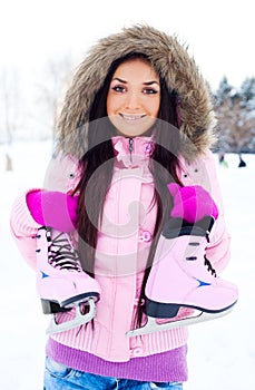 Girl going to ice skate