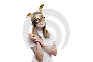 Girl with golden mask