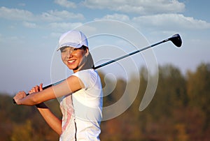 Girl golf player portrait