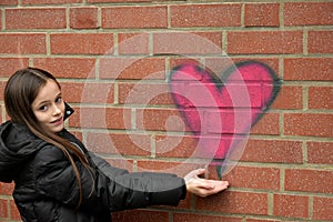 Girl and graffiti heart