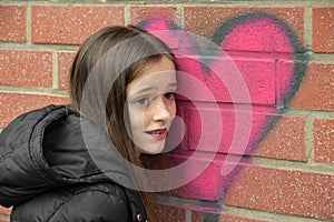 Girl and graffiti heart
