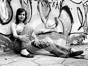 Girl and Graffiti Wall