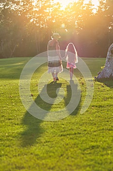 Girl with granny back view.