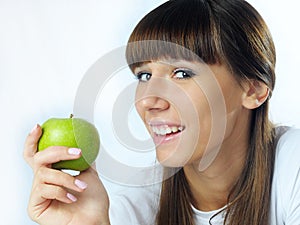 Girl with green apple