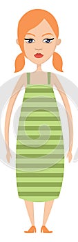 Girl in green dress illustration vector