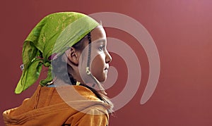 Girl with a green kerchief photo