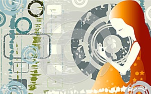 Girl and grunge composition