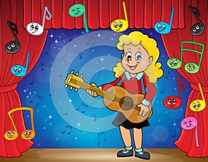 Girl guitar player on stage theme 2