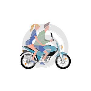 A girl and a guy ride a motorcycle together