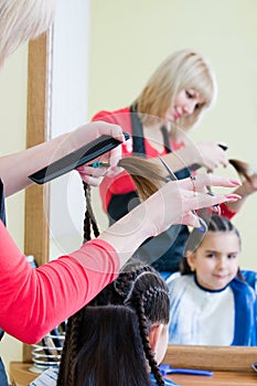 Girl in hairdresser salon