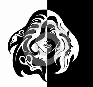 Girl with hairdressing accessories