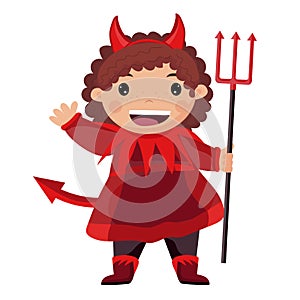 Girl in Halloween costume. Isolated on a white background. Vector illustration