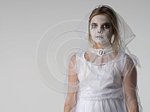 Girl in Halloween ghost costume