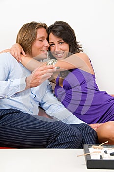Girl happy with engagement ring