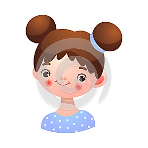 Girl with happy kind face expression vector illustration