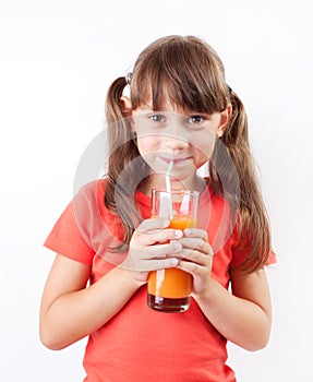 Girl happy to drink fresh juice