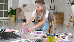 Girl has remote school art lessons