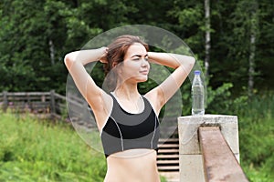 The girl has risen to take rest.