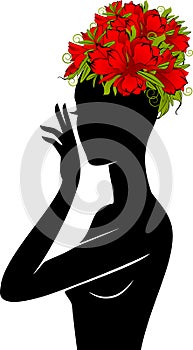 Girl in hat from flowers