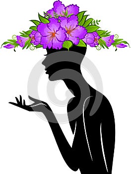 Girl in hat from flowers