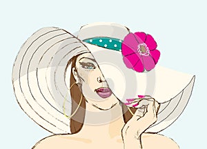 Girl in the hat.vector illustration