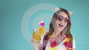 Girl Having Cocktail at Seaside