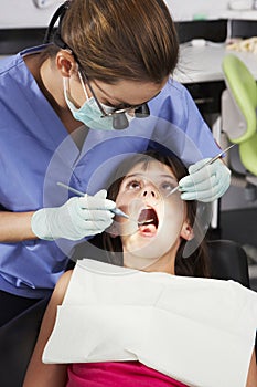 Girl Having Dental Check Up With Female Dentist