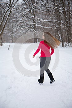 Girl having fun in winter
