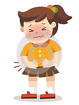 A girl having stomach ache.