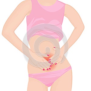 A girl having abdoman pain vector illustration