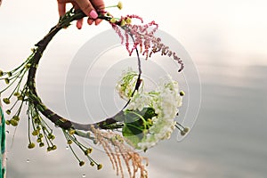 Girl headdress hand water drop