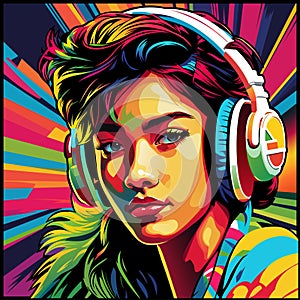 Girl with Headphones on her Head