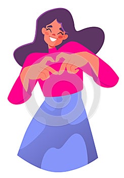 A girl and the heart symbol.