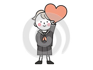 Girl with a heart symbol in her hand