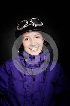 Girl with helmet and goggles