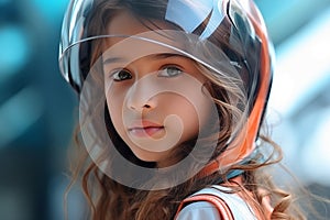 girl in helmet portrait