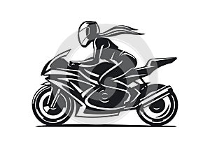 A girl in a helmet rides a motorcycle with flowing hair