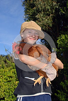 Girl with hen