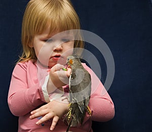 Girl and Her Cockatiel