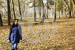 Girl and her dog in park