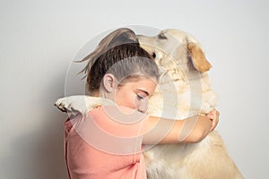 Girl with her dog photo