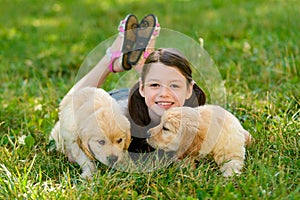 Girl and her little dogs